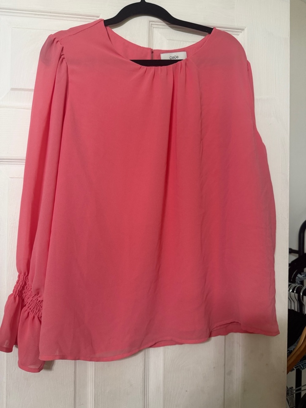 CeCe Coral Pink Long-Sleeve Blouse